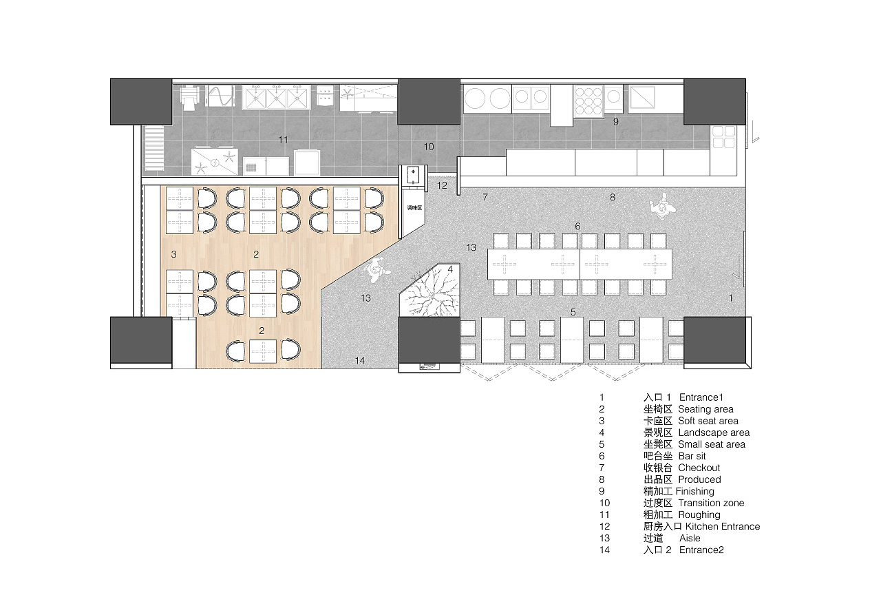 陜西面館裝修設計平面圖,陜西面館設計平面圖