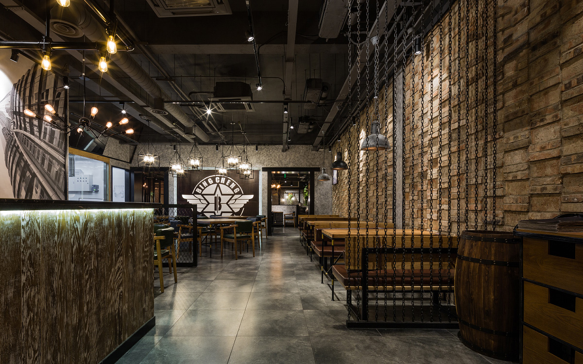 燒烤店空間設(shè)計(jì)效果圖,燒烤店裝飾圖片