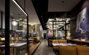 牛排餐廳設(shè)計(jì)布局圖,牛排餐廳裝飾效果圖