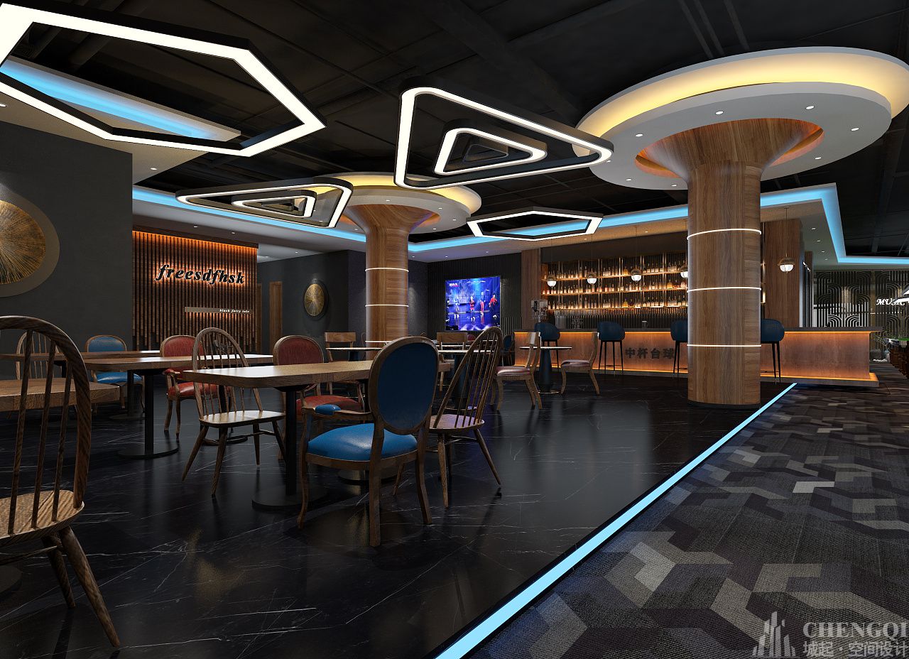 臺(tái)球室空間裝飾效果圖,臺(tái)球室空間設(shè)計(jì)圖片