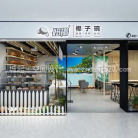 簡約文雅風格奶茶店裝修效果圖