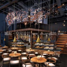 簡約風格奶茶店裝飾設(shè)計效果圖