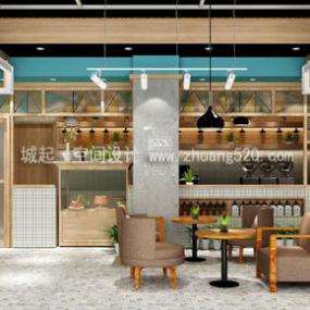 簡約風格奶茶店裝飾設(shè)計效果圖片