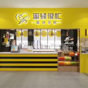 簡約文雅風格奶茶店裝修圖片