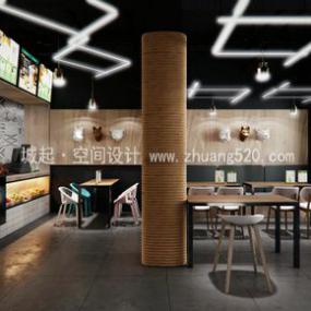 簡約風格奶茶店設(shè)計裝飾效果圖