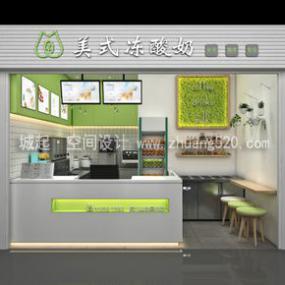 簡約風格奶茶店設(shè)計裝飾圖片